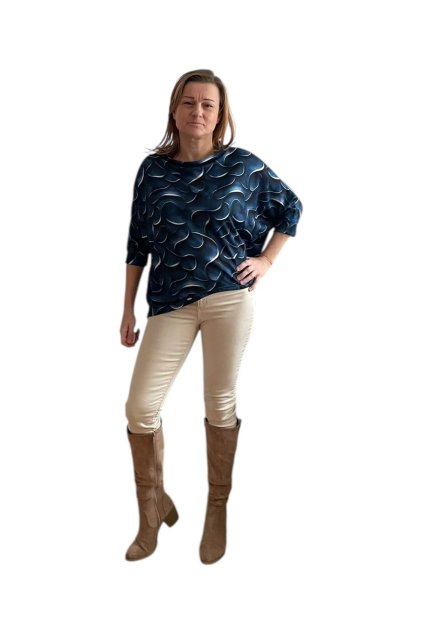 Modrý oversized pulovr