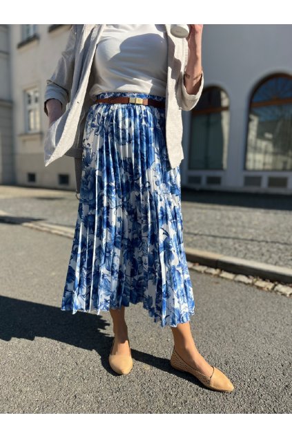 Plisovaná sukně modrotisk