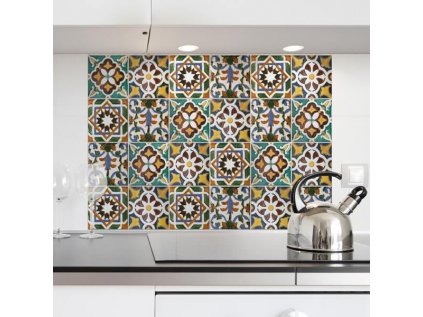 Samolepicí kuchyňský panel Crearreda KP Green Tiles 67210 Ornamentální dlaždičky