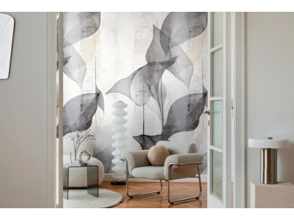 Tapetový stěnový panel / vliesová tapeta  79144-9, role 8,80x0,53 m, barva šedá, bílá, černá