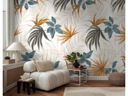 Tapetový stěnový panel / vliesová tapeta  79145-1, role 8,80x0,53 m, barva béžová, modrá, hnědá