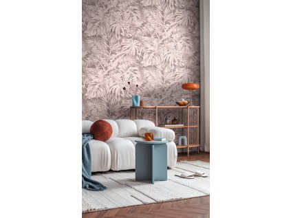 Tapetový stěnový panel / vliesová tapeta  79145-7, role 8,80x0,53 m, barva růžová, béžová