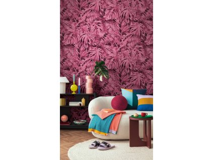 Tapetový stěnový panel / vliesová tapeta  79145-8, role 8,80x0,53 m, barva fialová, černá, růžová