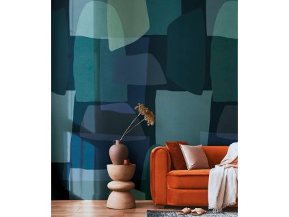 Tapetový stěnový panel / vliesová tapeta  78206-1, role 8,80x0,53 m, barva modrá, zelená