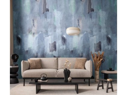 Tapetový stěnový panel / vliesová tapeta  78207-2, role 8,80x0,53 m, barva modrá, šedá