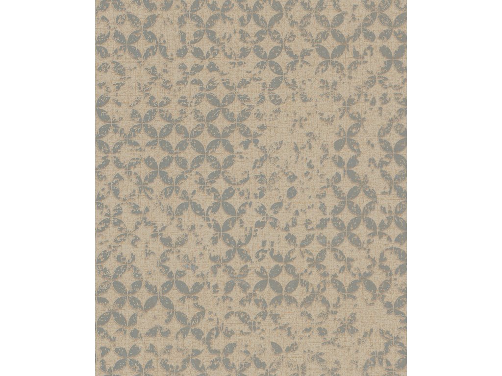 Vliesová tapeta na zeď, béžovo-stříbrná, geometrický vintage vzor, 35120, City Romance, Marburg, velikost 10,05 x 0,53 m