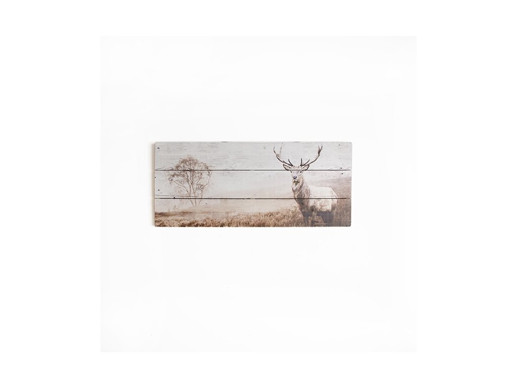 Dřevotisk 42-244, Stag Print On Wood, Wall Art, Graham Brown