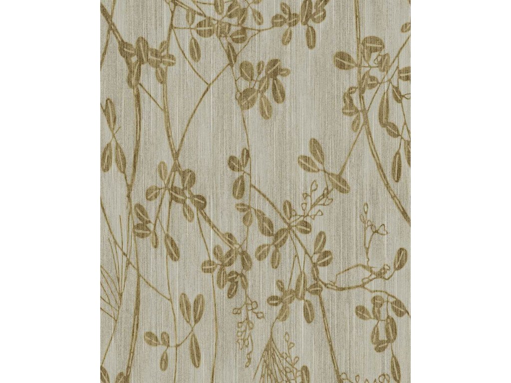 Zeleno-béžová vliesová tapeta s větvičkami a listy, 333401, Emerald, Eijffinger, velikost 0,7 x 10 m