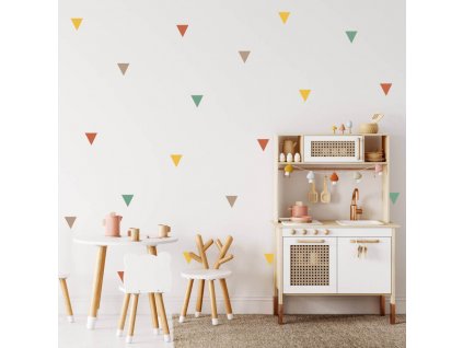 Trojúhelníky - Barevné samolepky do dětského pokoje, velikost 90 x 30 cm, 9530f