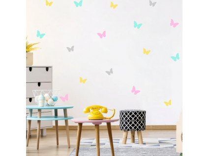 Samolepky do pokoje - Hraví barevní motýlci, velikost 90 x 30 cm, 9546f