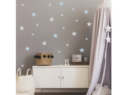 Modré hvězdičky - samolepky na zeď pro kluka, velikost 90 x 30 cm, 9553f