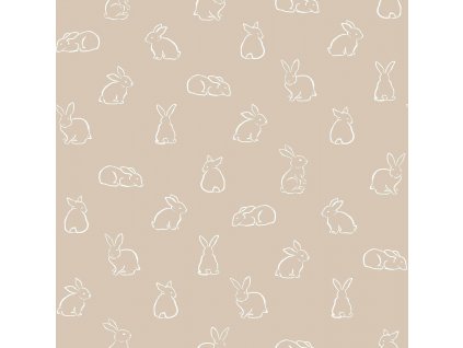 Béžová dětská vliesová tapeta se zajíčky, 17147, MiniMe, Cristiana Masi by Parato, velikost 10,05 x 0,53 m