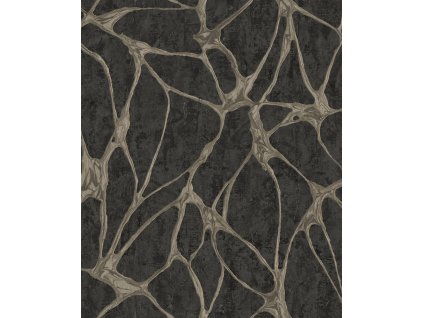 Luxusní černá vliesová tapeta na zeď s výrazným metalickým vzorem, 56808, Aurum II, Limonta, velikost 10 x 0,53 m