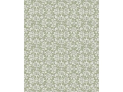 Zeleno-bílá vliesová geometrická tapeta na zeď, 120639, Retreat, Graham&Brown Premium, velikost 10 x 0,52 m