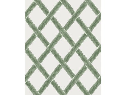 Bílo-zelená vliesová geometrická tapeta na zeď, 120634, Retreat, Graham&Brown Premium, velikost 10 x 0,52 m