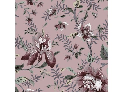 Ostružinová vliesová tapeta s květinovým vzorem, 121091, Laura Ashley 3, velikost 10,05 x 0,52 m