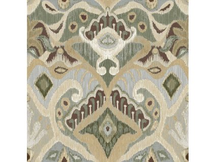 Zelená vliesová tapeta na zeď s ornamenty, etno vzor,  26425, Thai, Cristiana Masi by Parato, velikost 10,05 x 0,53 m