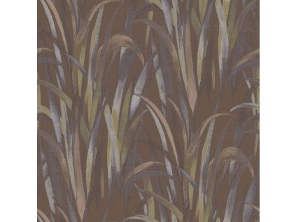 Hnědá vliesová tapeta na zeď, listy trávy,  26409, Thai, Cristiana Masi by Parato, velikost 10,05 x 0,53 m