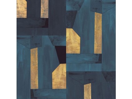 Modro-zlatá vliesová obrazová tapeta na zeď, 333676, Revive, Eijffinger, velikost 1,95 x 2,8 m