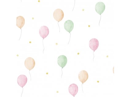 Dětská vliesová tapeta s balonky a hvězdičkami, 970-1, Mika,  ICH Wallcoverings, velikost 10,05 x 0,53 m