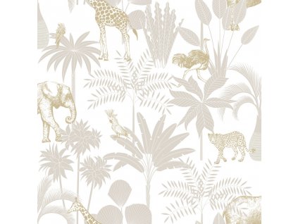 Dětská vliesová tapeta s palmami a zvířátky, 976-1, Mika, ICH Wallcoverings, velikost 10,05 x 0,53 m