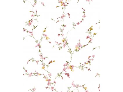 Bílá vliesová květinová tapeta na zeď, 84014, Blooming Garden, Cristiana Masi by Parato, velikost 10,05 x 0,53 m