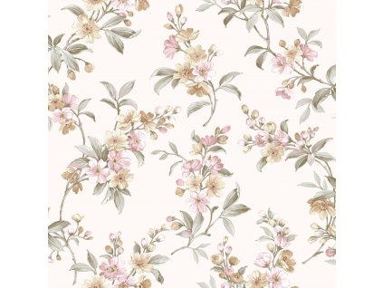 Bílá vliesová květinová tapeta na zeď, 84004, Blooming Garden, Cristiana Masi by Parato, velikost 10,05 x 0,53 m