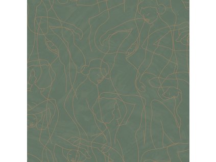 Grafická vliesová tapeta na zeď, obrysy postav, zelená, SO27047, Soleado, Decoprint, velikost 10,05 x 0,53 m