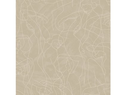 Grafická vliesová tapeta na zeď, postavy, šedo-béžová, SO27044, Soleado, Decoprint, velikost 10,05 x 0,53 m