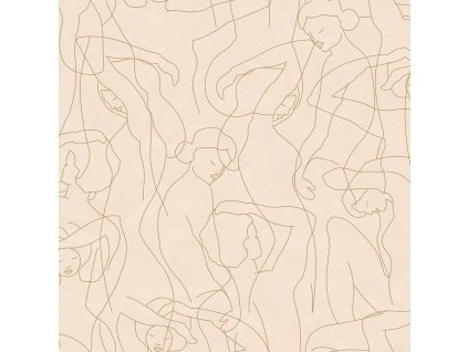 Grafická vliesová tapeta na zeď, obrysy postav, béžová, růžová, SO27042, Soleado, Decoprint, velikost 10,05 x 0,53 m