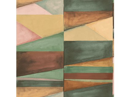 Geometrická vliesová tapeta na zeď, zelená, hnědá, SO27035, Soleado, Decoprint, velikost 10,05 x 0,53 m