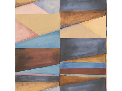 Geometrická vliesová tapeta na zeď, modrá, hnědá, SO27030, Soleado, Decoprint, velikost 10,05 x 0,53 m