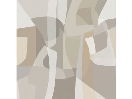 Geometrická vliesová obrazová tapeta na zeď, šedo-béžová, SOD27093, Soleado, Decoprint, velikost 3 x 2,8 m