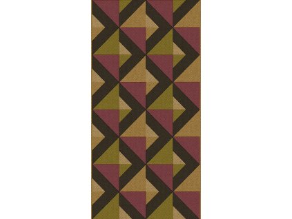 Geometrická vliesová tapetová bordura na zeď, vínová, B39099, Arché, Cristiana Masi by Parato, velikost 10,05 x 0,265 m