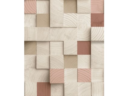 3D Vliesová tapeta na zeď, béžovo-hnědá, imitace dřevěného obložení, M80110, Artifice, Ugépa, velikost 10,05 x 0,53 m