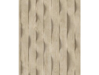 Vliesová tapeta na zeď, béžová, 3D imitace dřevěného obložení, lamely, M75617, Brut, Ugépa, velikost 10,05 x 0,53 m