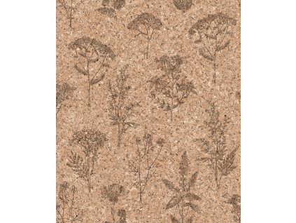 Vliesová tapeta na zeď, hnědá, imitace korku, květiny, M78308, Brut, Ugépa, velikost 10,05 x 0,53 m