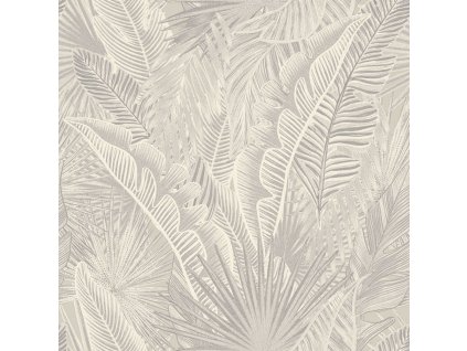Vliesová tapeta na zeď, šedo-krémová, listy, NHW1015, Perla, Decoprint, velikost 10,05 x 0,53 m