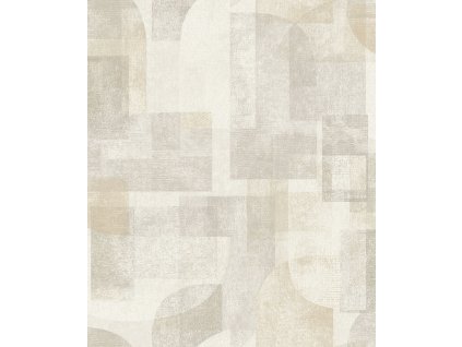 Geometrická vliesová tapeta na zeď, šedo-béžová, PH3504, Perfect Harmony, Grandeco, velikost 10,05 x 0,53 m