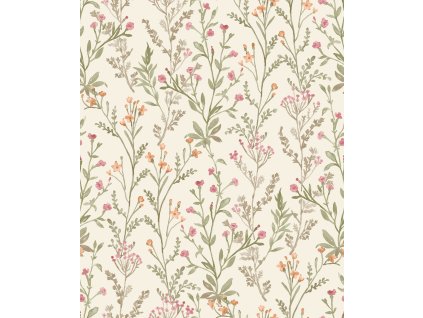 Vliesová tapeta na zeď, hnědo-zelená, květiny, PH3207, Perfect Harmony, Grandeco, velikost 10,05 x 0,53 m