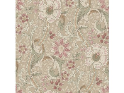 Vliesová tapeta na zeď, hnědo-šedá, květiny, PH3110, Perfect Harmony, Grandeco, velikost 10,05 x 0,53 m