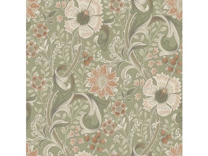 Vliesová tapeta na zeď, zelená, květiny, PH3107, Perfect Harmony, Grandeco, velikost 10,05 x 0,53 m