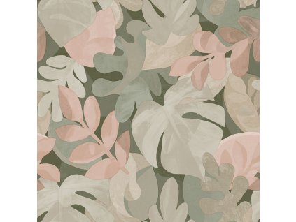 Vliesová tapeta na zeď, šedo-béžová, listy, PH3007, Perfect Harmony, Grandeco, velikost 10,05 x 0,53 m