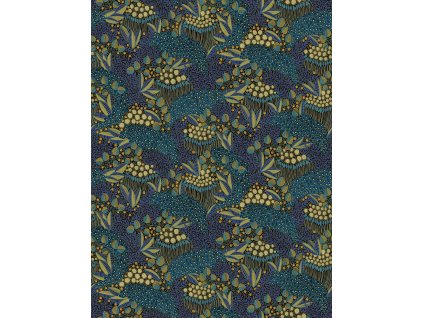 Vliesová obrazová tapeta na zeď, modrá, listy, 340287, Solange, Eijffinger, velikost 2,12 x 2,8 m