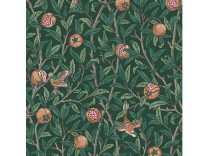 Vliesová tapeta na zeď, zelená, větvičky, ptáci, 124260, William Morris At Home, velikost 10 x 0,52 m