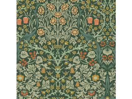 Vliesová tapeta na zeď, zelená, květiny, listy, 124252, William Morris At Home, velikost 10 x 0,52 m