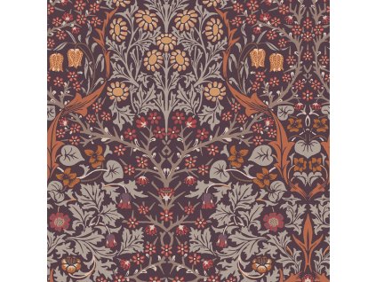 Vliesová tapeta na zeď, fialová, květiny, listy, 124249, William Morris At Home, velikost 10 x 0,52 m