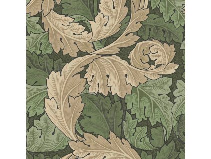 Vliesová tapeta na zeď, zeleno-béžová, listy, 124227, William Morris At Home, velikost 10 x 0,52 m