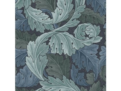 Vliesová tapeta na zeď, modrá, listy, 124225, William Morris At Home, velikost 10 x 0,52 m