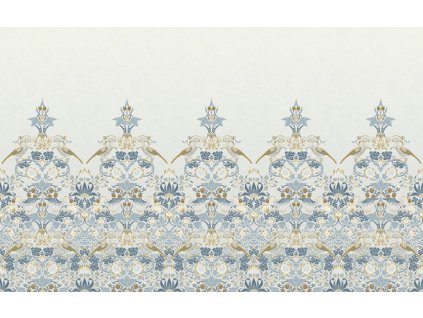 Vliesová obrazová tapeta na zeď, modrá, květiny, ptáci, 125319, William Morris At Home, velikost 4 x 2,5 m